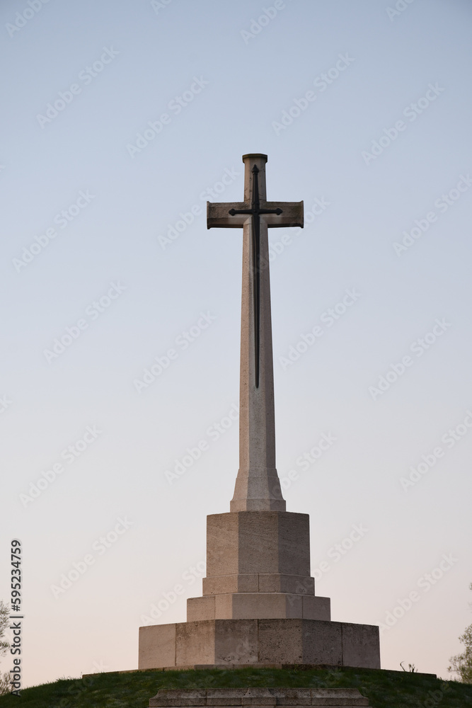 The War Memorial at Messines Ridge Belgium at sunrise The War Memorial at Messines Ridge Belgium at sunrise
