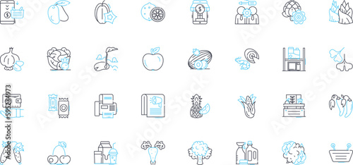 Brasserie linear icons set. Ambiance, Bistro, Beer, Cuisine, Cocktail, Dining, Food line vector and concept signs. French,Gastropub,Gourmet outline illustrations