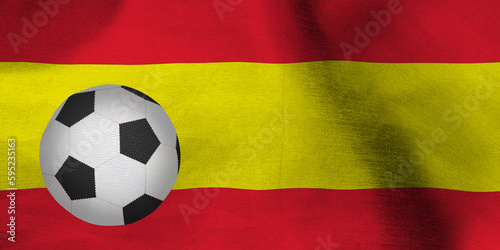 The image of a soccer ball against the background of the national flag of Spain