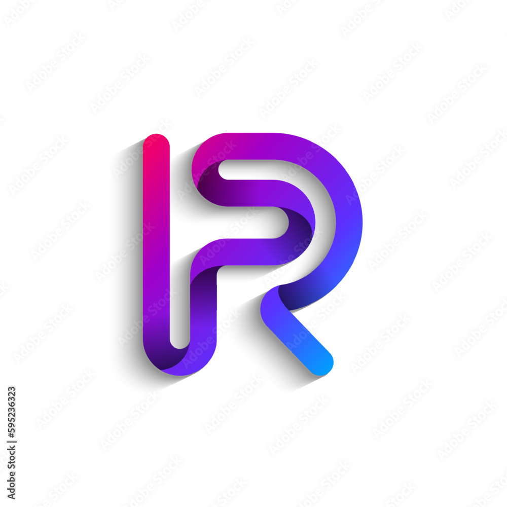 Ribbon font alphabet, English uppercase 3d letter R, vector illustration 10EPS