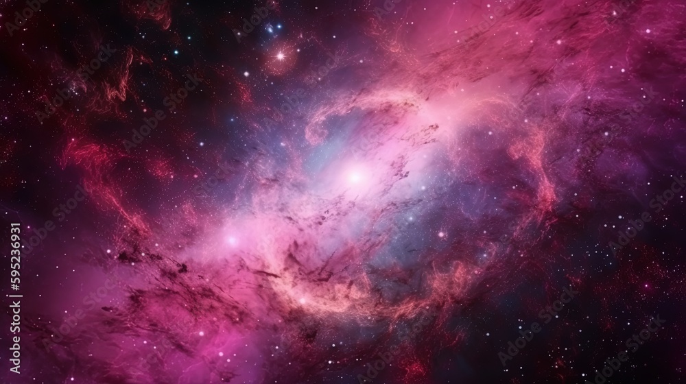 Naklejka premium Pink universe light. Galaxies sky in space Planets and stars beauty of Galaxy space exploration.