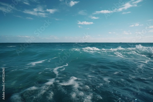 A stunning background with blue water and sky. Generative AI