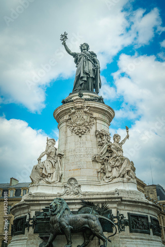 The Monument to the Republic, or Statue of the Republic in Paris, France