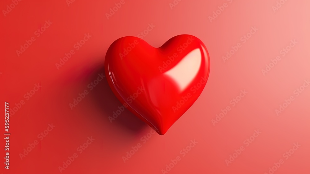 Symbol of Love and Valentine's Red heart shape isolated on red background