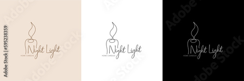 Candle with flame. Vector illustration of signs and symbols, logo.