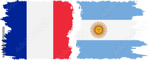 Argentina and France grunge flags connection vector