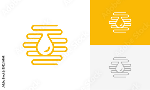 Honey bee, Modern hive logo design, Creative bee hive design, Hexagon shape hive vector symbol