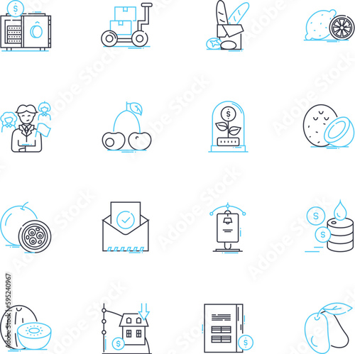 Commerce centers linear icons set. Logistics, Warehouse, Distribution, Fulfillment, Shipping, Retail, Inventory line vector and concept signs. Supply chain,Storage,E-commerce outline illustrations