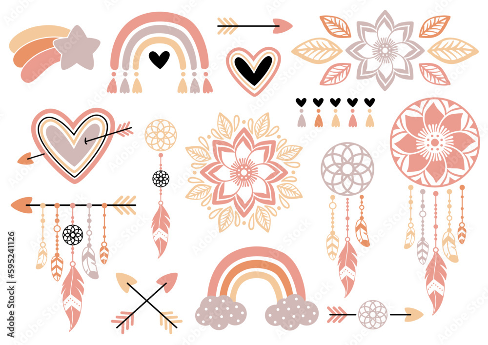 Boho Elemente Grafiken Vektoren