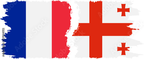 Georgia and France grunge flags connection vector