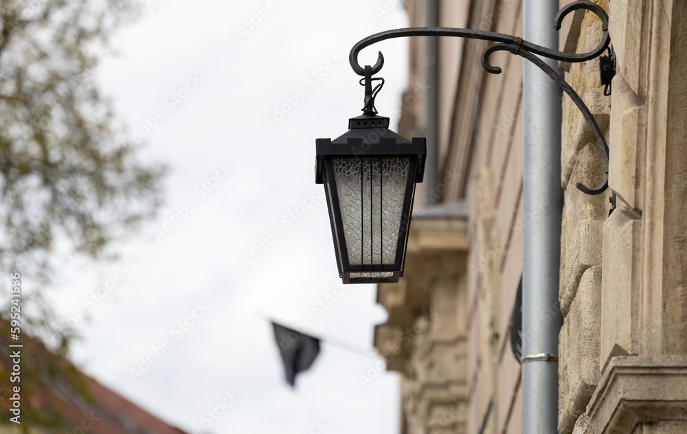 Old wall street lighting in the Old Town of Krakow