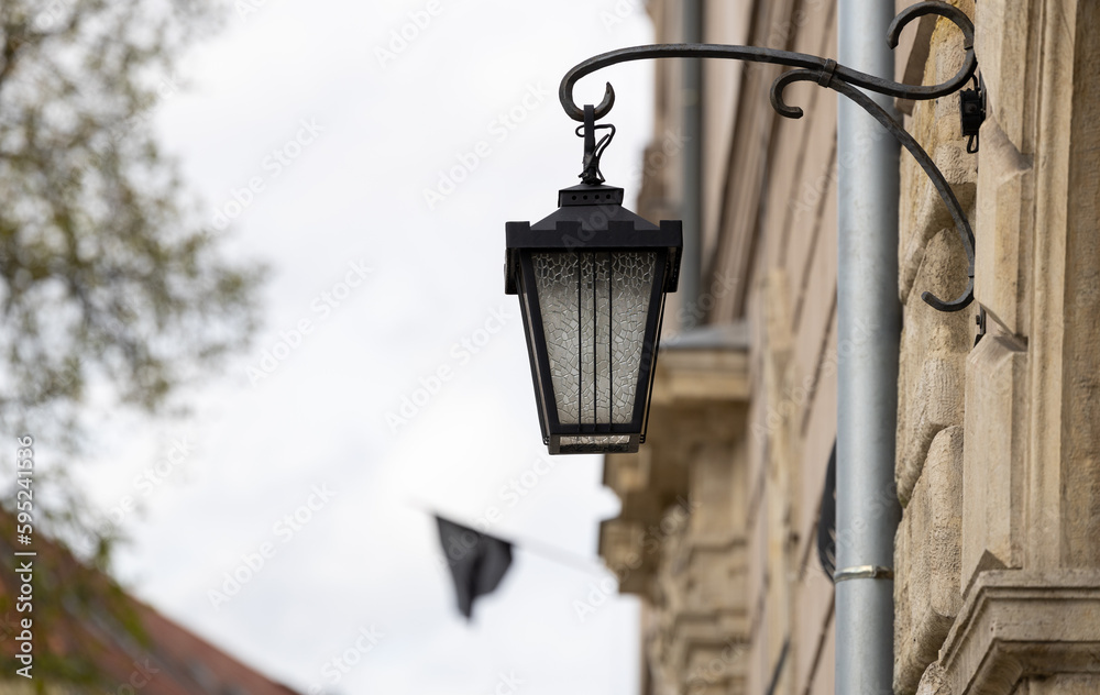 Old wall street lighting in the Old Town of Krakow Old wall street lighting in the Old Town of Krakow