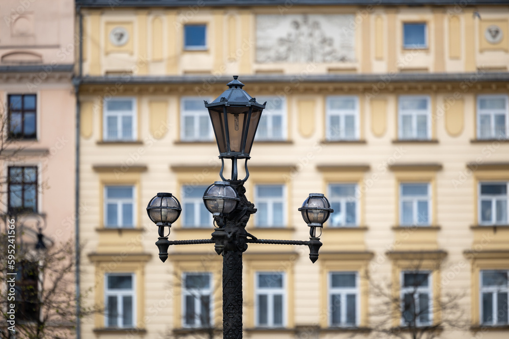 Old wall street lighting in the Old Town of Krakow Old wall street lighting in the Old Town of Krakow