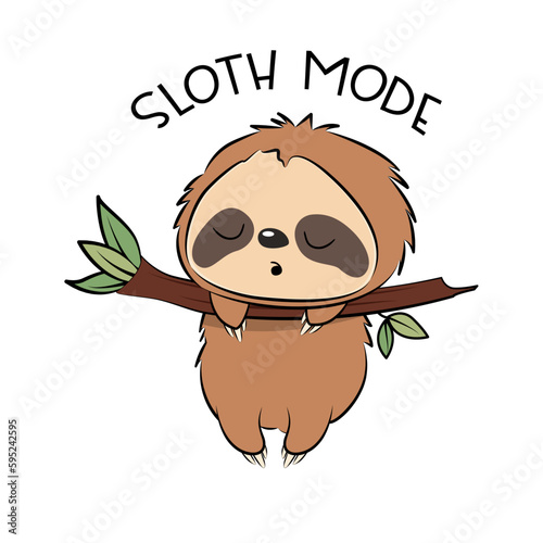 Cute sloth in cartoon style. Vector illustration.