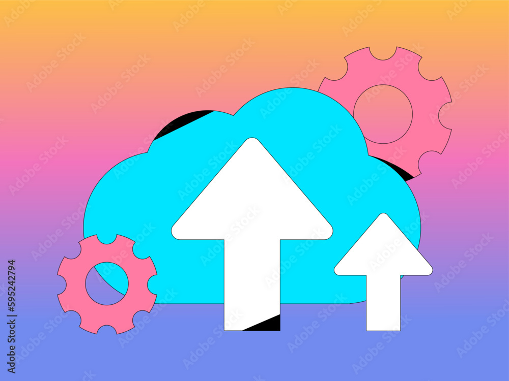 Business collaboration cloud computing flat vector concept operation hand drawn illustration
