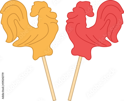 orange and red icon vector lollipop cockerel