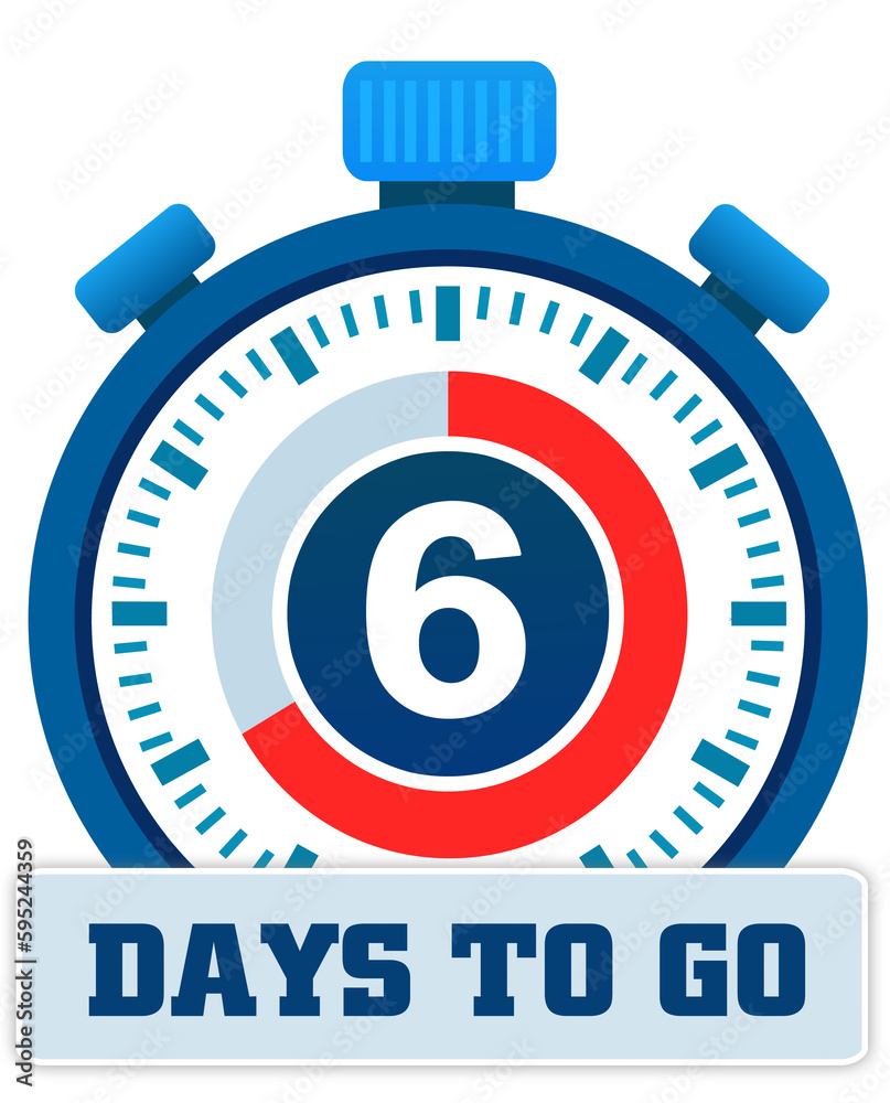 Icona timer di 6 giorni per andare a firmare fondo trasparente isolato Icona timer di 6 giorni per andare a firmare fondo trasparente isolato