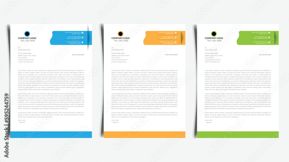 Fototapeta premium Design Modern Business Letterhead Design Template Corporate modern letterhead design and Corporate modern letterhead design bundle template with blue color. creative modern letterhead design template 