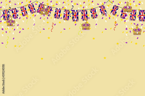 coronation King Charles III UK Union Jack flag background vector illustration party 