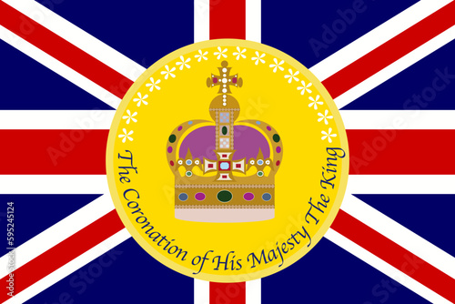 crown coronation King Charles III UK Union Jack flag  background vector illustration party 