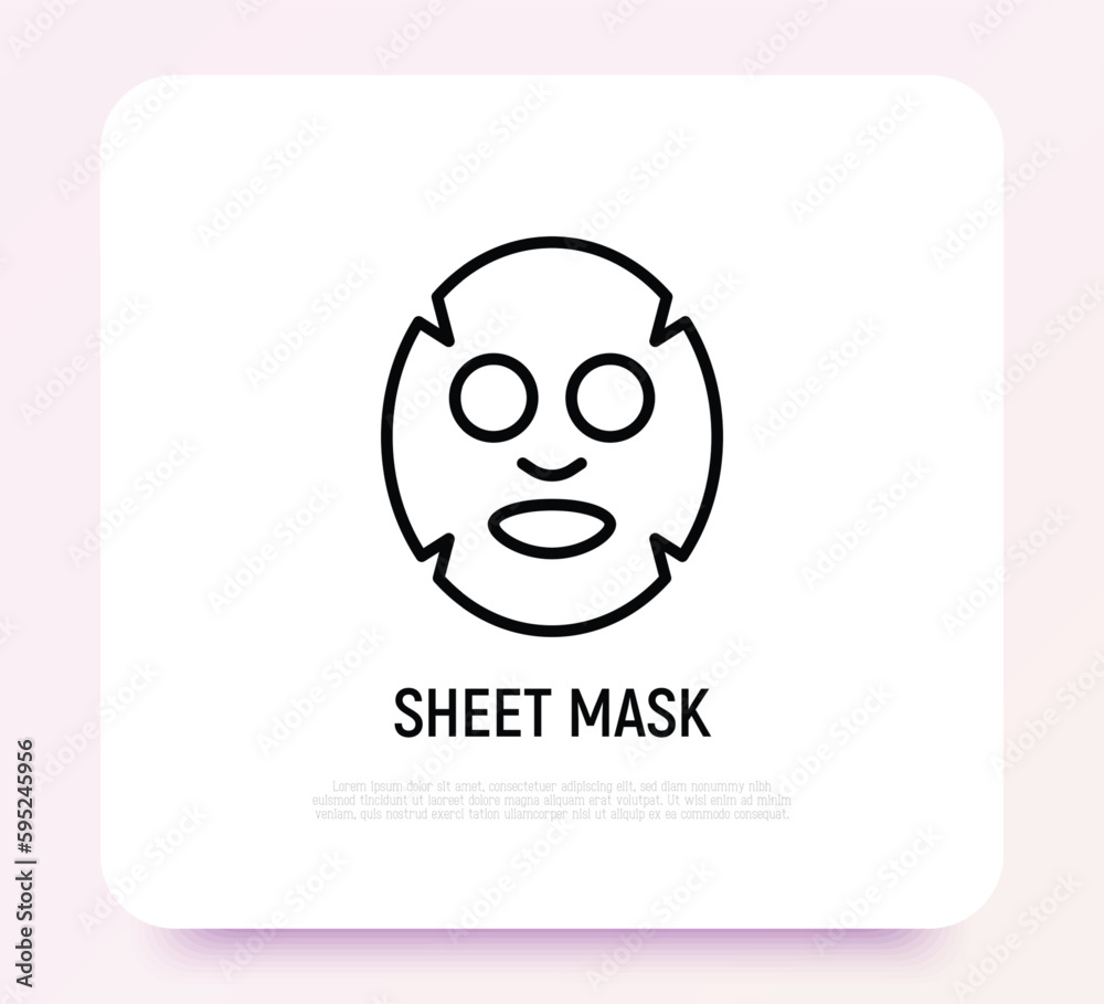 Facial sheet mask thin line icon. Modern vector illustration for beauty shop. Facial sheet mask thin line icon. Modern vector illustration for beauty shop.