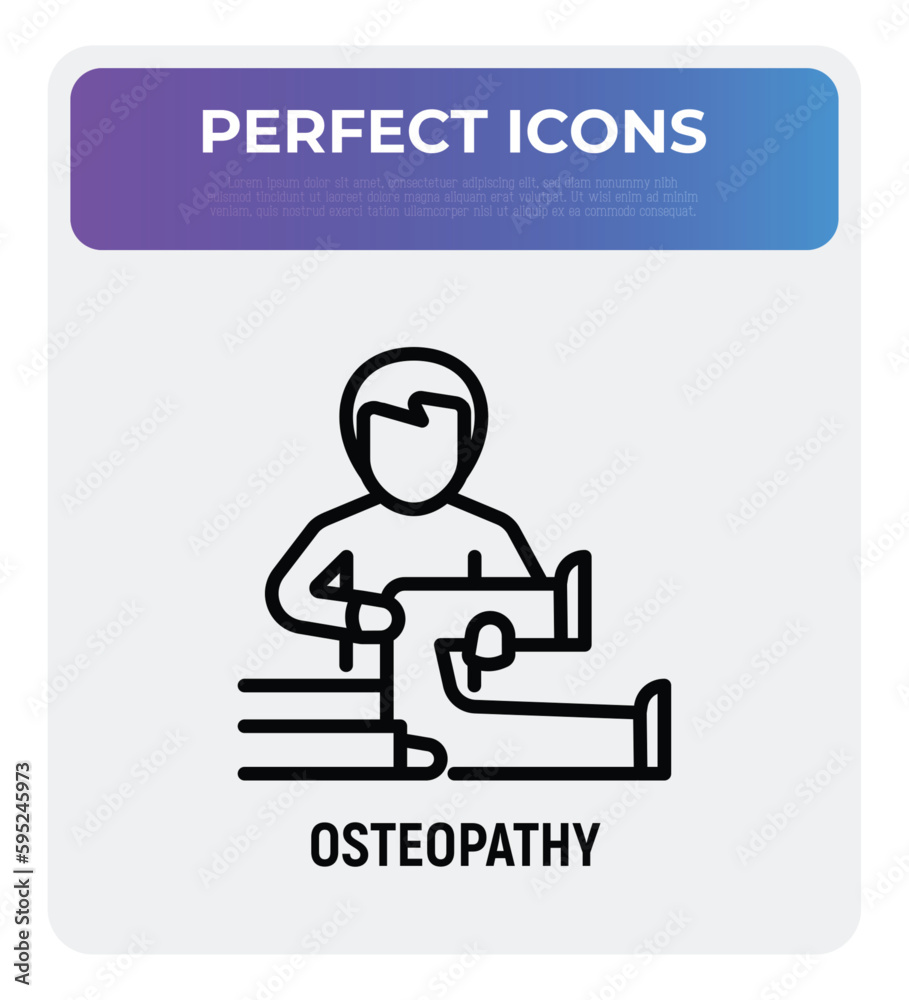 Osteopathy thin line icon. Physiotherapy, arthritis treatment. Massage. Vector illustration.