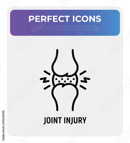Joint injury, inflammation thin line icon. Arthritis symptom. Vector illustration.
