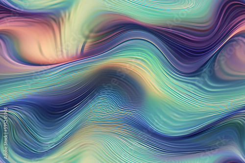 Abstract reflective purple wavy abstract background  an idyllic iridescent wavy texture  rainbow color wave  Holographic Foil  generative ai 