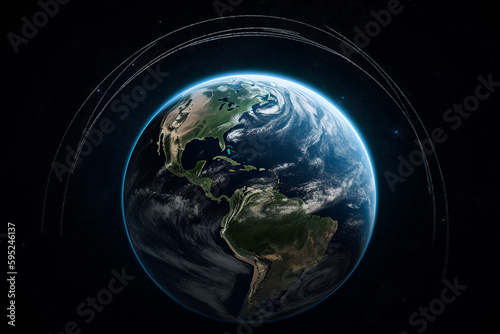 Satellites orbiting the Earth. Earth Day concept. Generative AI