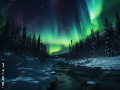 Northern Lights, beautiful and majestic. Generative AI