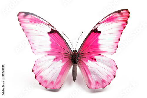 Pink butterfly on white background (generative AI)  © Zoartify
