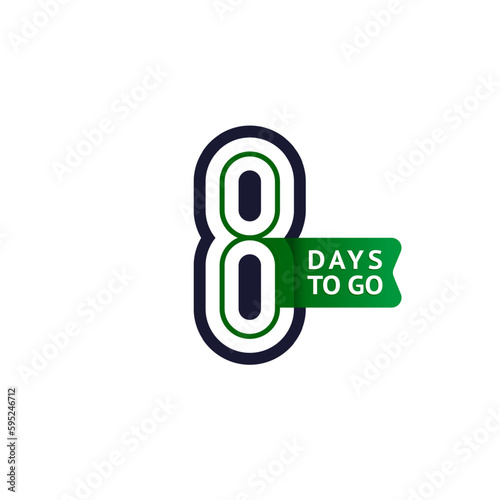 Number 8, countdown left day, the counter of days the start of the event, eight days to go sale price offer promo deal timer.