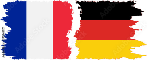 Germany and France grunge flags connection vector