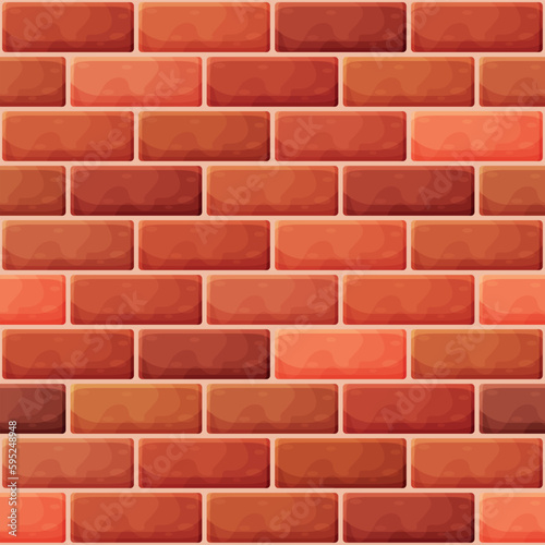 Red brick wall seamless vector background illustration - texture pattern for continuous replication.