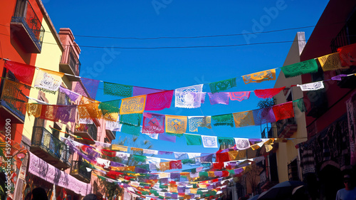 Traditional Mexican decorations in celebration of Cinco de Mayo.