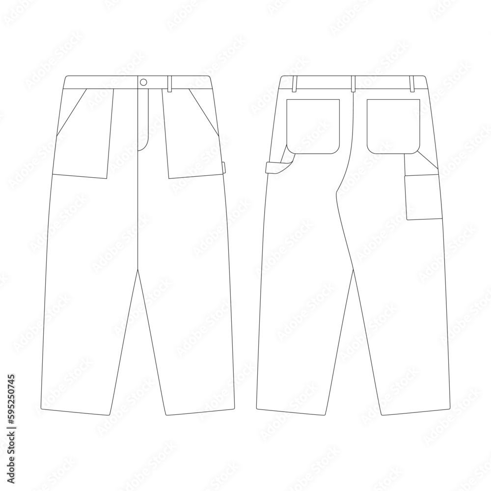 template baggy fit carpenter pants vector illustration flat design outline clothing collection template baggy fit carpenter pants vector illustration flat design outline clothing collection