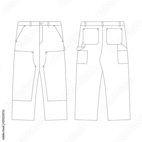 template double knee pants vector illustration flat design outline clothing collection