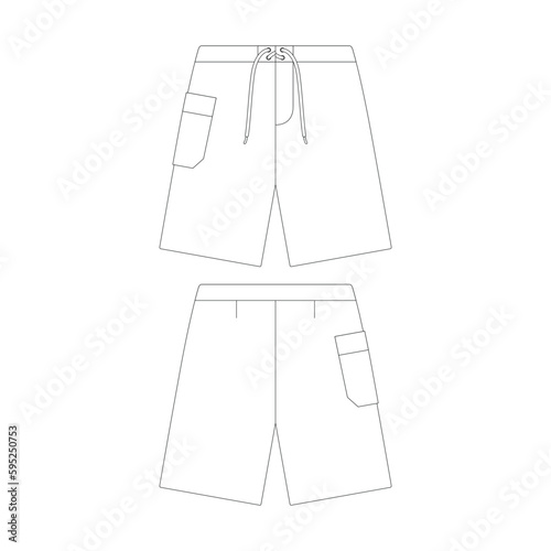 template boardshorts vector illustration flat design outline clothing collection
