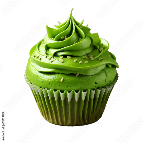 matcha cupcake, green tea cupcake, isolated, transparent background