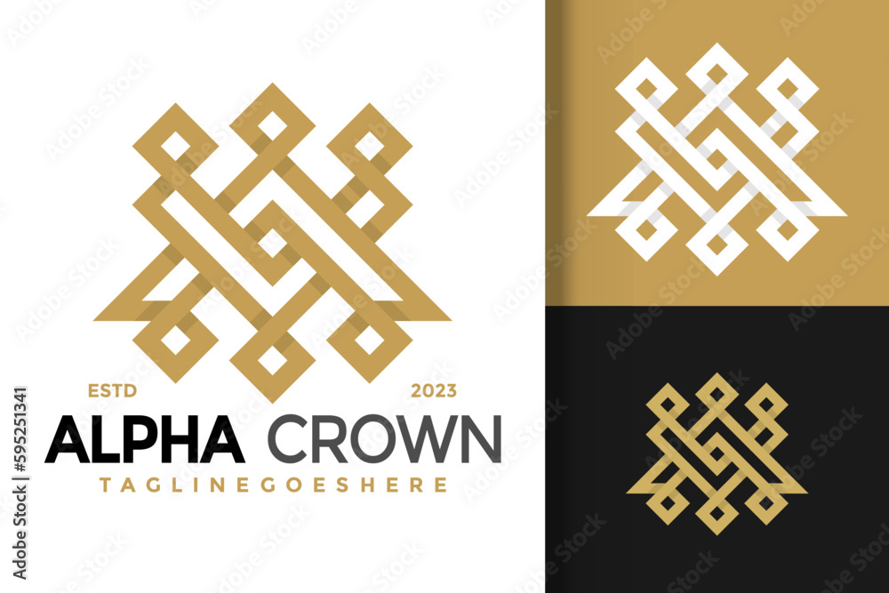 Letter A Alpha Crown Logo vector icon illustration Letter A Alpha Crown Logo vector icon illustration