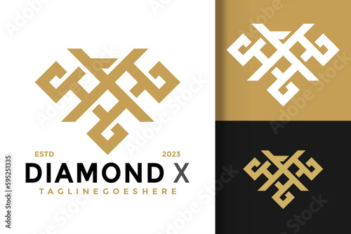 Letter X Diamond Logo vector icon illustration