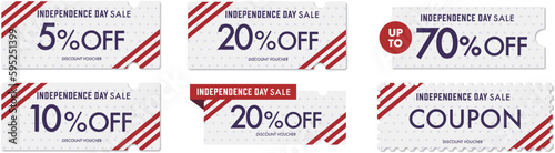 独立記念日セールに使えるシンプルな柄のクーポンベクターアイコンセット
