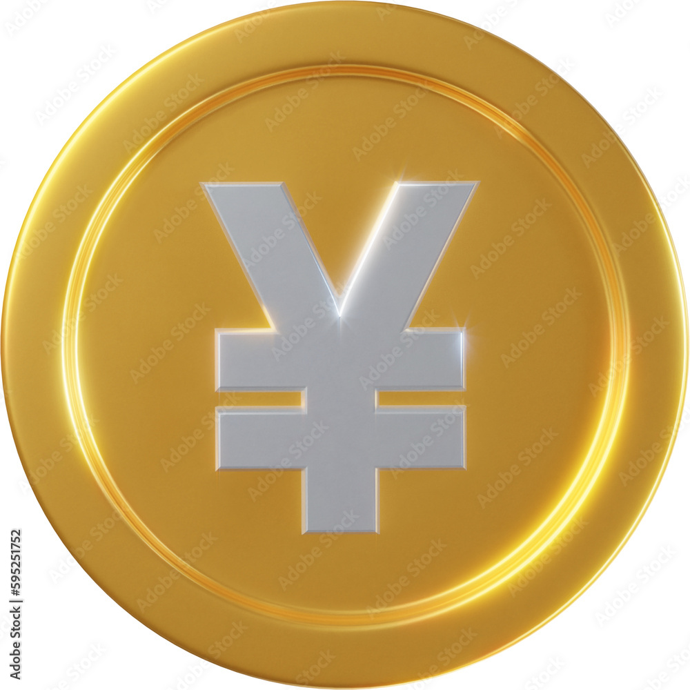 Obraz premium Golden yuan coin 3d render illustration