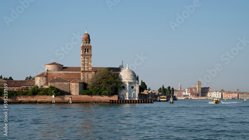 Skyline of Venice from water bus, Venice, Italy