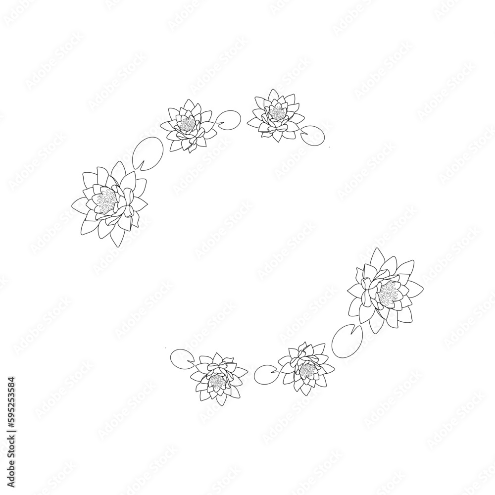 Obraz premium A frame made of water lilies. Wedding invitation. Symbol of purity