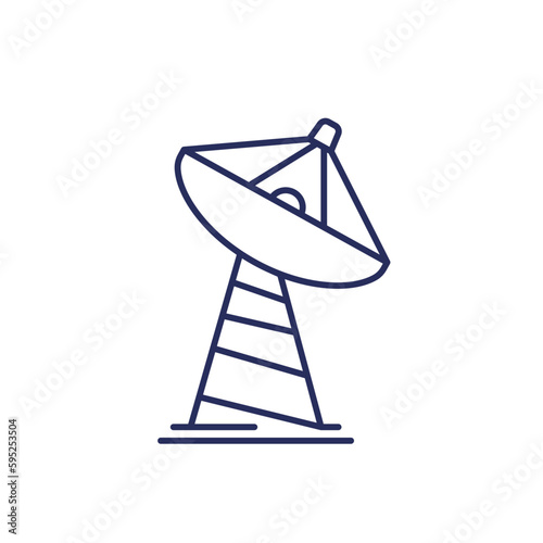 satellite dish, big antenna line icon on white