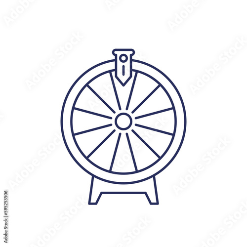 roulette, fortune wheel line icon on white