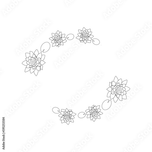 A frame made of water lilies. Wedding invitation. Symbol of purity