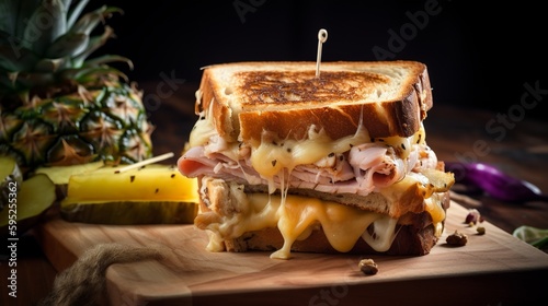 Hawaiian Grilled Cheese with Pineapple and Ham