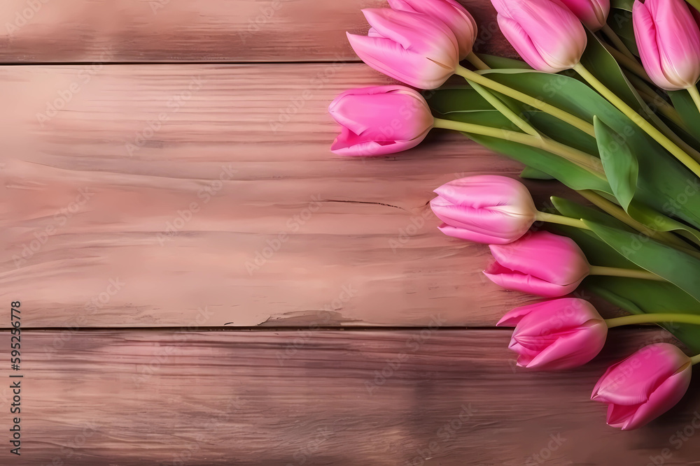 Tulip border with copy space. Beautiful frame composition of spring flowers. generative ai.Bouquet of pink tulips flowers on pink vintage wooden background
Tulip border with copy space. Beautiful frame composition of spring flowers. generative ai.Bouquet of pink tulips flowers on pink vintage wooden background